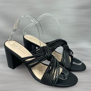 Stuart Weitzman Twist Block 75 Leather Slide Mule Sandals In Black Women's 8.5